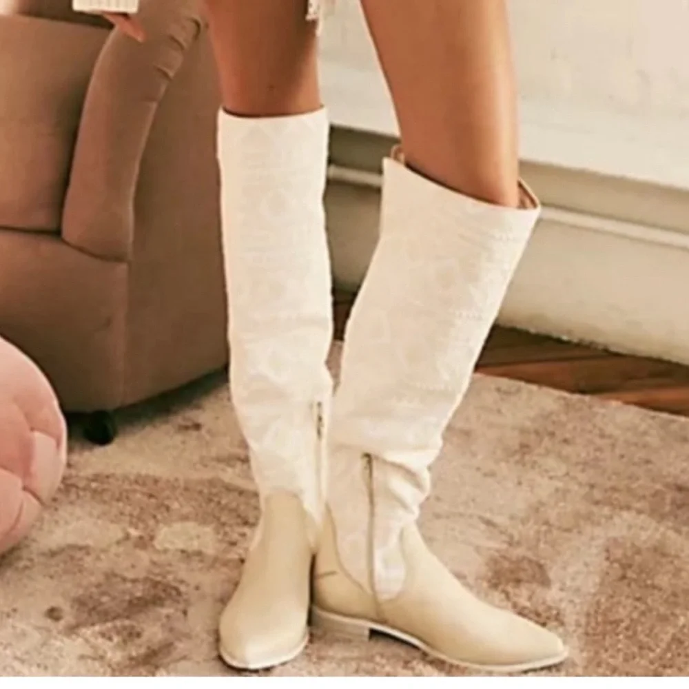 Free People Bren Textile Slouch Boots Size 37.5